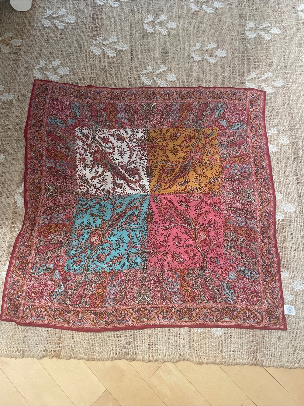 Pink Paisley Vintage Smithsonian Institution 100% Silk Scarf Made In Japan